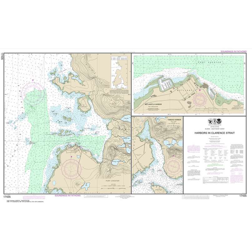 Paradise Clay NO_17435 HISTORICAL NOAA Chart Harbors in Clarence Strait Port Chester: Annette Island;Tamgas Harbor: Annette Island;Metlakatla Harbor