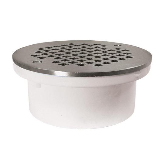 Jones Stephens D54104 4" General Purpose PVC Drain with 6" Stainless Steel Round Strainer