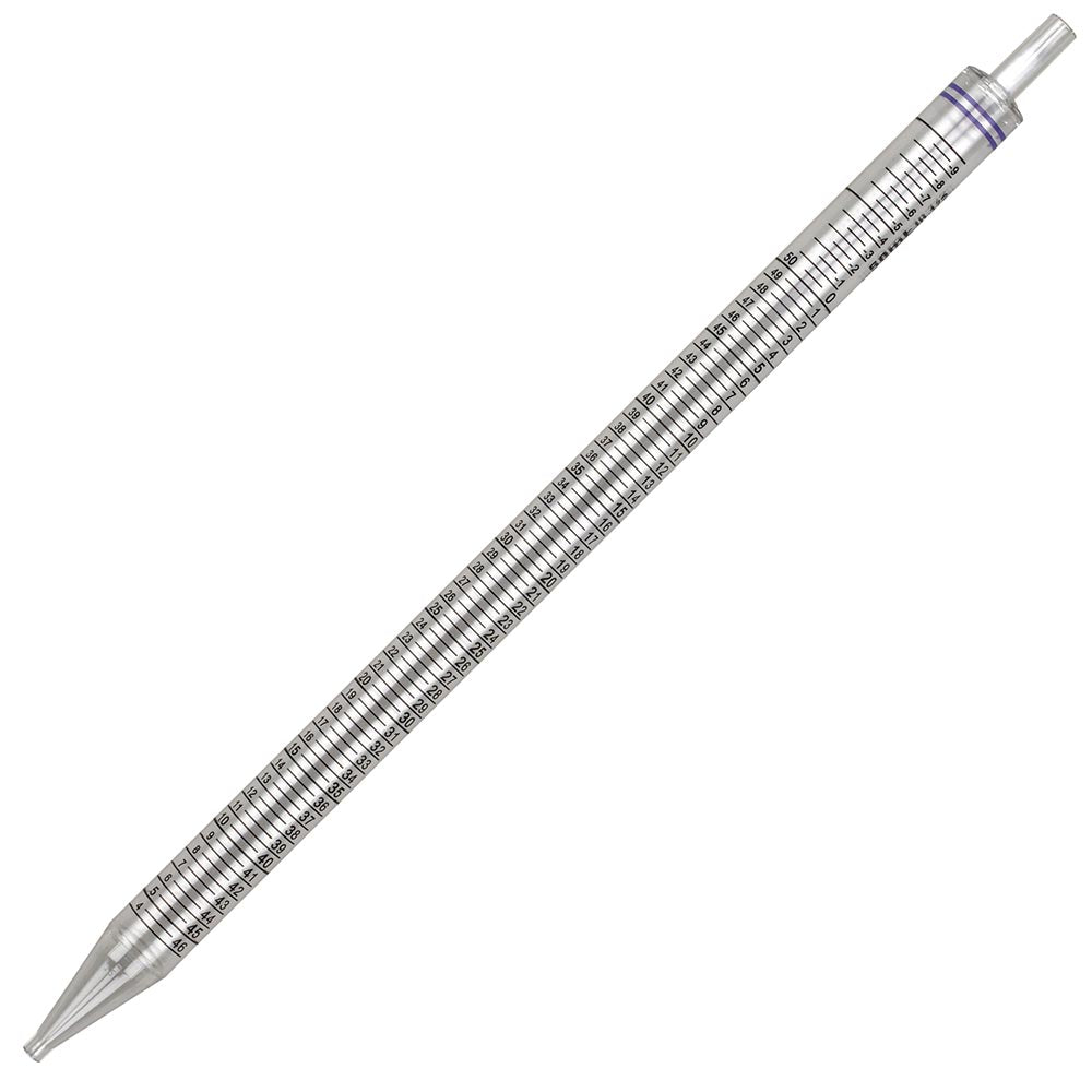 Globe Scientific 1824 Serological Pipette Diamond Essentials 50mL PS Standard Tip 345mm STERILE Purple Band Individually Wrapped Paper/Plastic 25/Bag 4 Bags/Unit