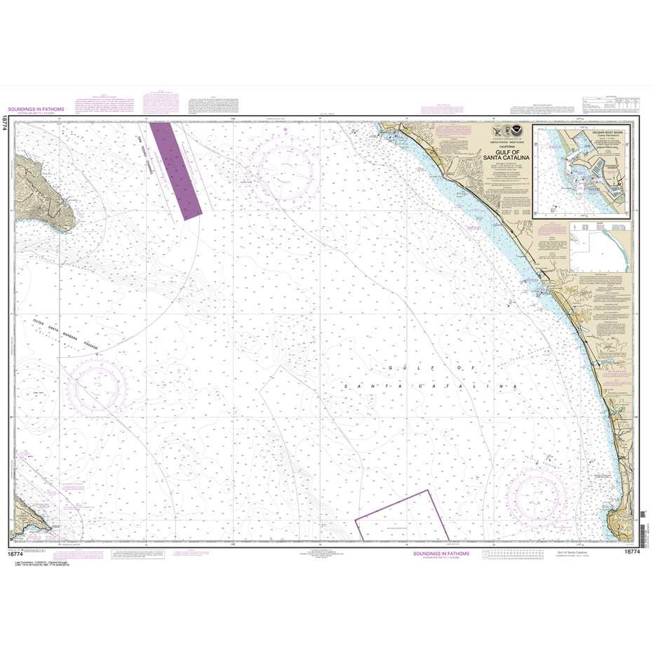 Paradise Clay NO_18774 HISTORICAL NOAA Chart Gulf of Santa Catalina;Delmar Boat Basin-Camp Pendleton
