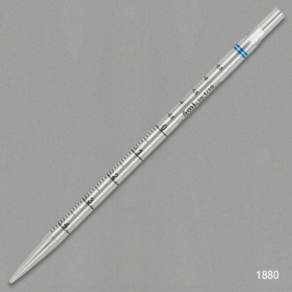 Globe Scientific 1880 Serological Pipette 5mL PS Short Style 230mm STERILE Blue Individually Wrapped