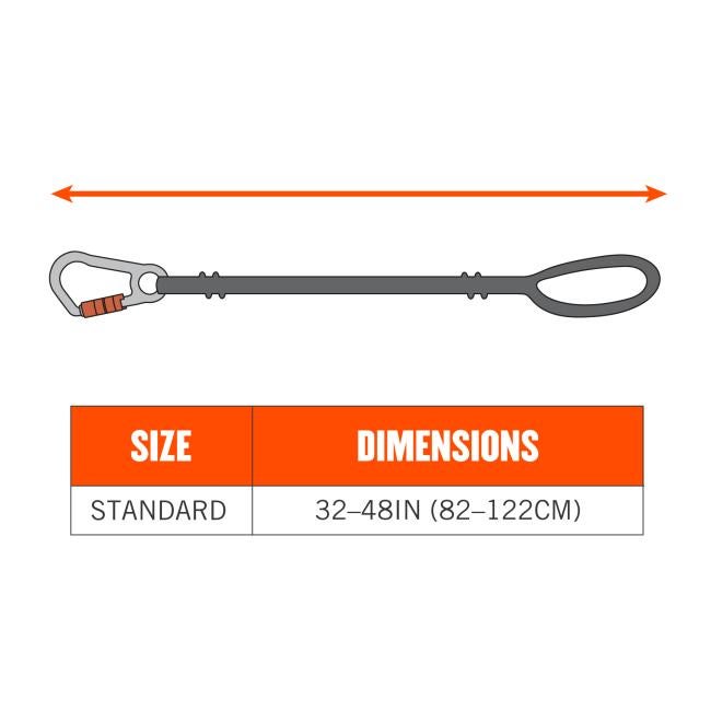 Ergodyne 19011 Squids 3105 Tool Lanyard - Carabiner and Cinch Loop - 15lbs