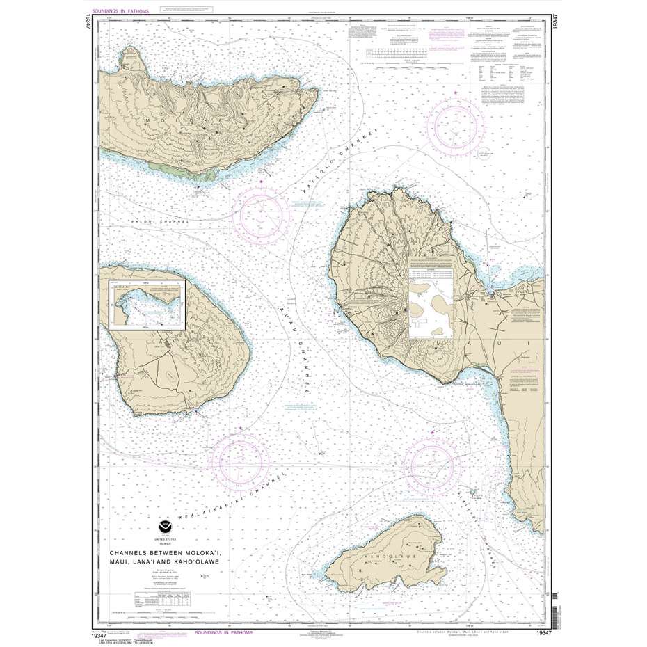 Paradise Clay NO_19347 HISTORICAL NOAA Chart Channels between Molokai: Maui: Lana'i and Kaho'olawe;Manele Bay