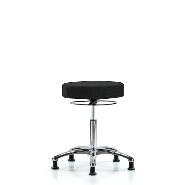 Blue Ridge Ergonomics FMBSO-CR-NF-RG-F42 Rutledge Fabric Stool without Back Chrome - Medium Bench Height with Stationary Glides in Black Fabric