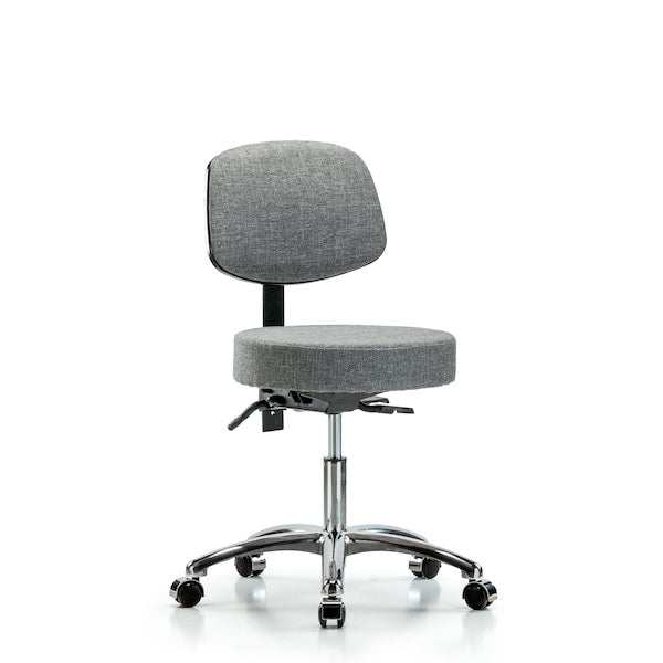 Blue Ridge Ergonomics FDHST-CR-T1-CC-F44 Rutledge Fabric Stool with Back Chrome - Desk Height with Seat Tilt & Casters in Gray Fabric