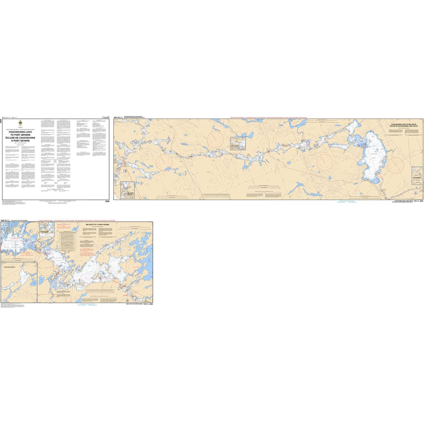 Paradise Clay CAN2029 CHS Chart Couchiching Lock to Port Severn / Écluse de Couchiching a Port Severn