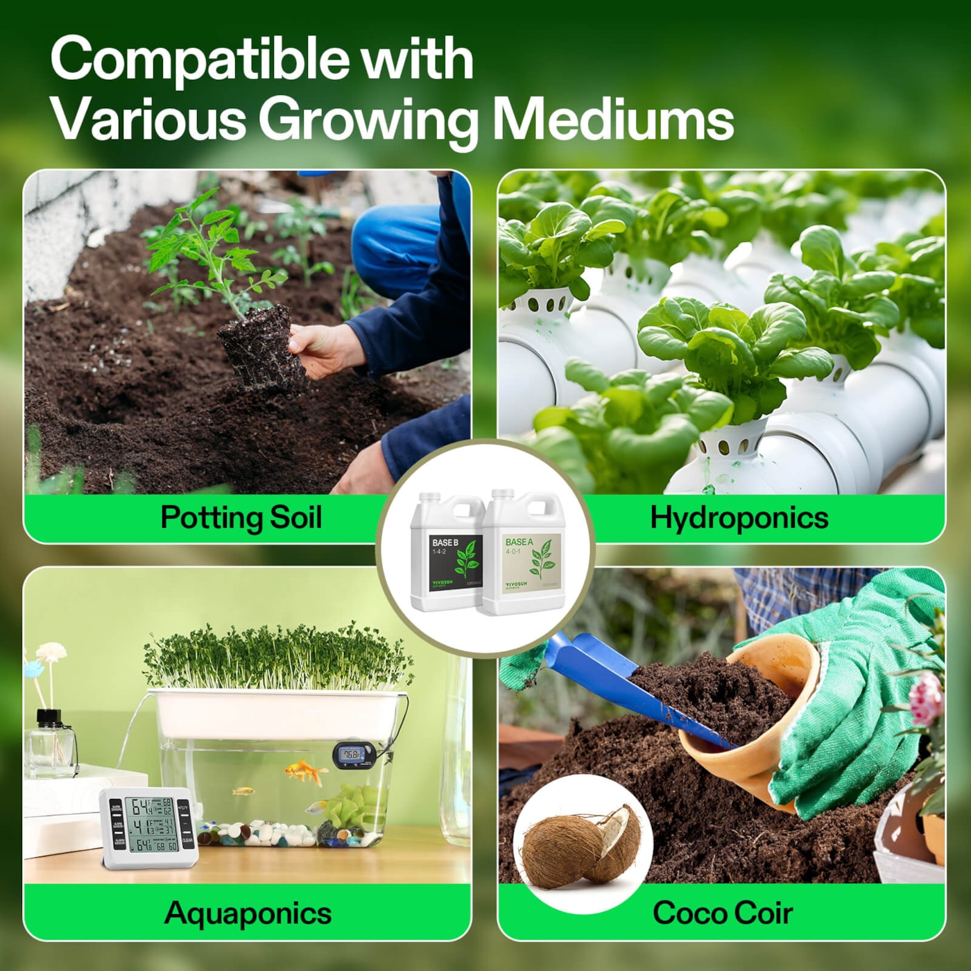 Vivosun Nutrients Base A & B Bundle, Liquid Fertilizer Supports Vegetative and Flowering Stage