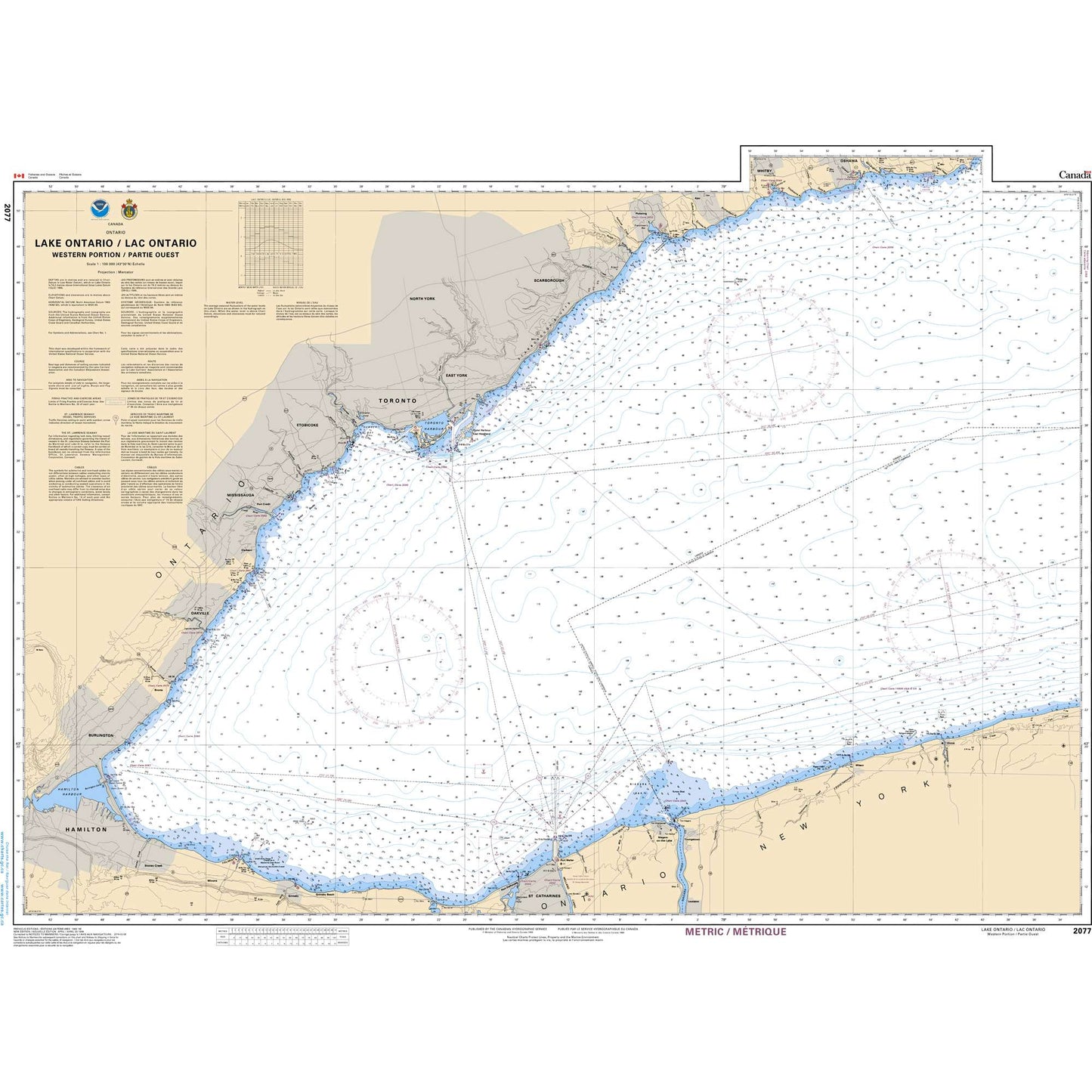Paradise Clay CAN2077 CHS Chart Lake Ontario/Lac Ontario (Western Portion/Partie Ouest)