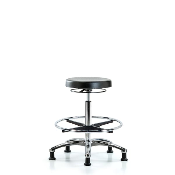 Blue Ridge Ergonomics PHBSO-CR-CF-RG Polyurethane Stool Chrome - High Bench Height with Chrome Foot Ring & Stationary Glides