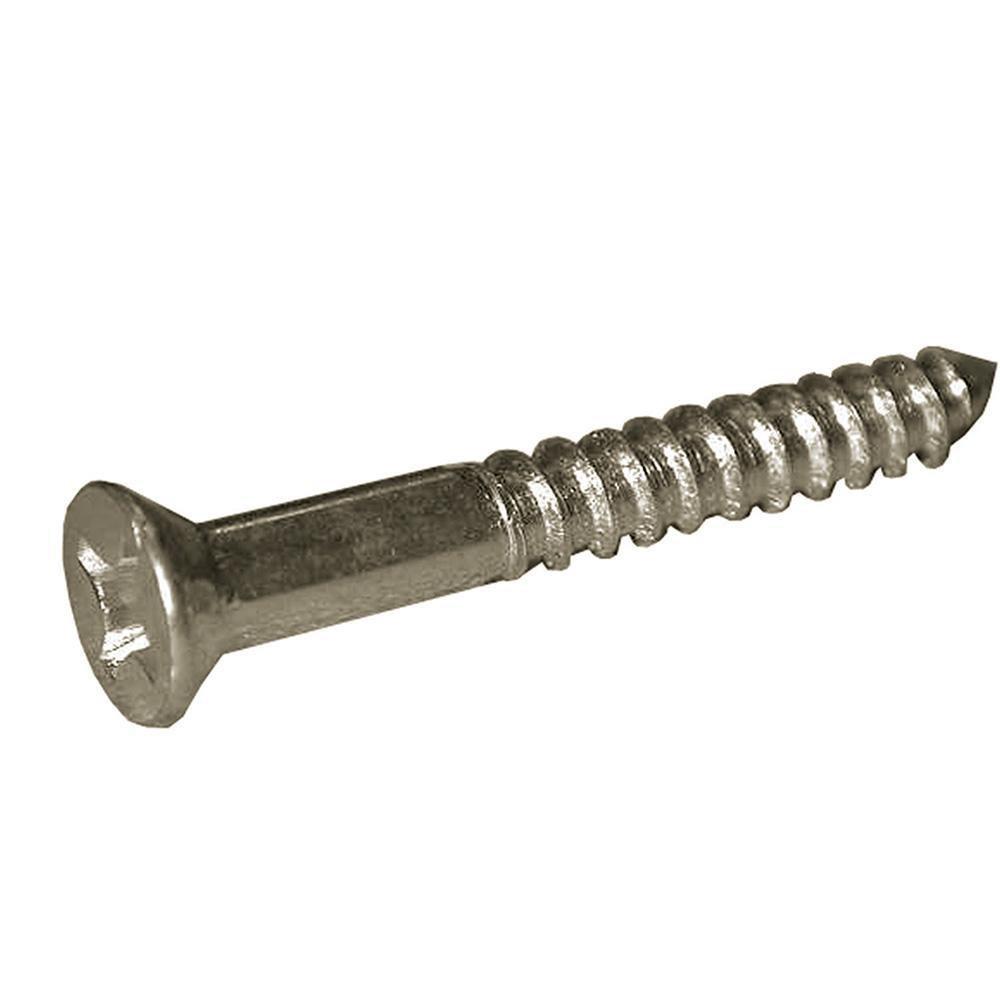Jones Stephens F33302 #12 x 2" Flat Phillips Head Brass Wood Screws, 100 pcs.