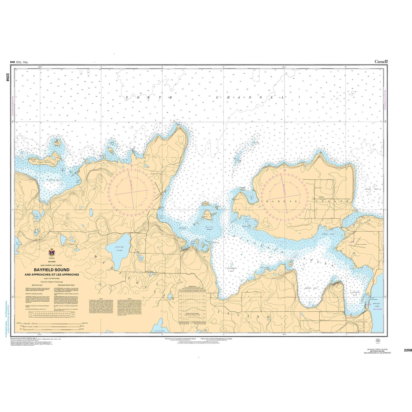 Paradise Clay CAN2258 CHS Chart Bayfield Sound and Approaches/et les approches
