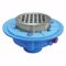 Jones Stephens D65602 4" No Hub Code Blue Floor Drain with 7" Pan and 5" Chrome Plated Round Strainer - Height 3-1/2" - 4-3/4"