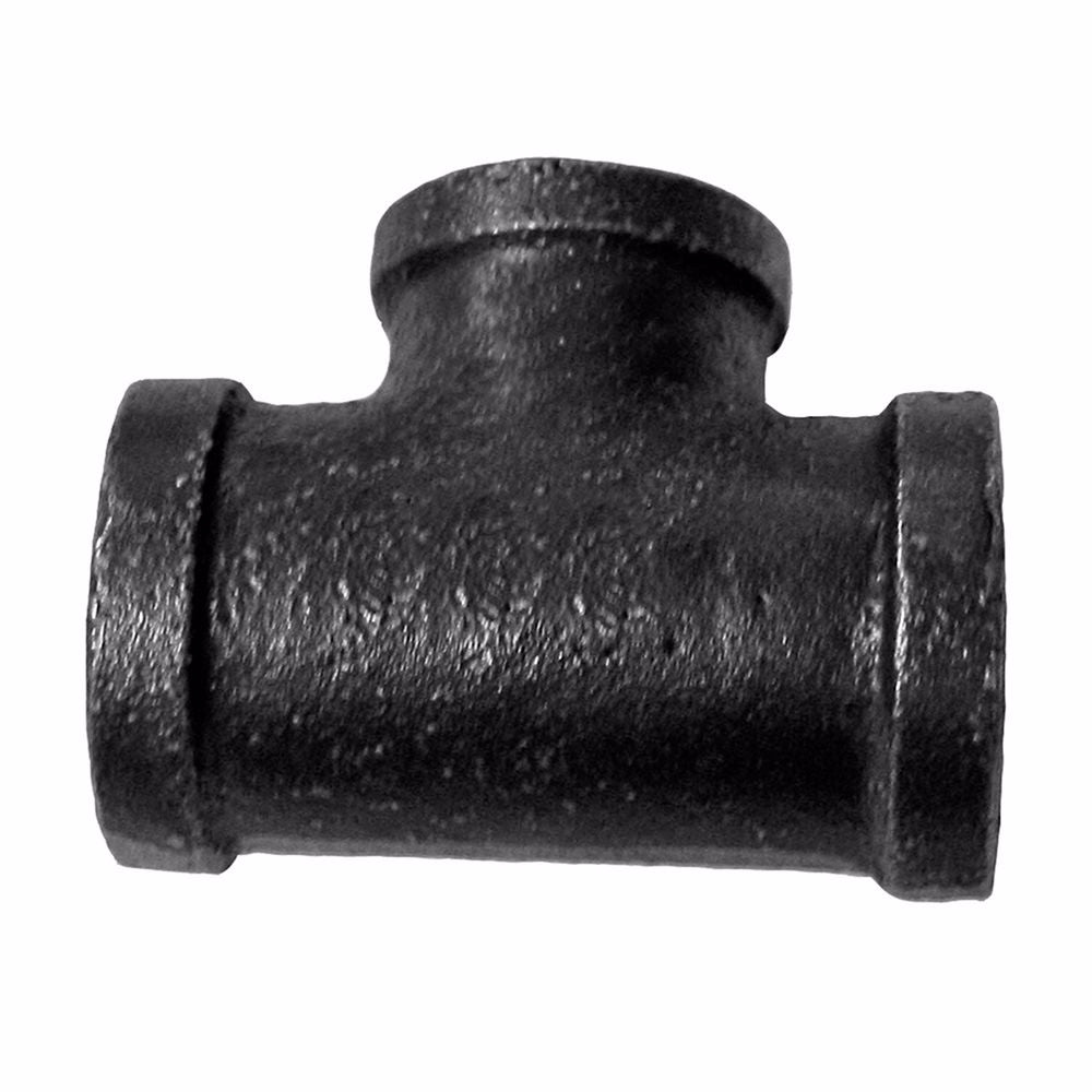 Jones Stephens B4600058 1/2" x 3/8" Black Iron Reducing Tee, Banded