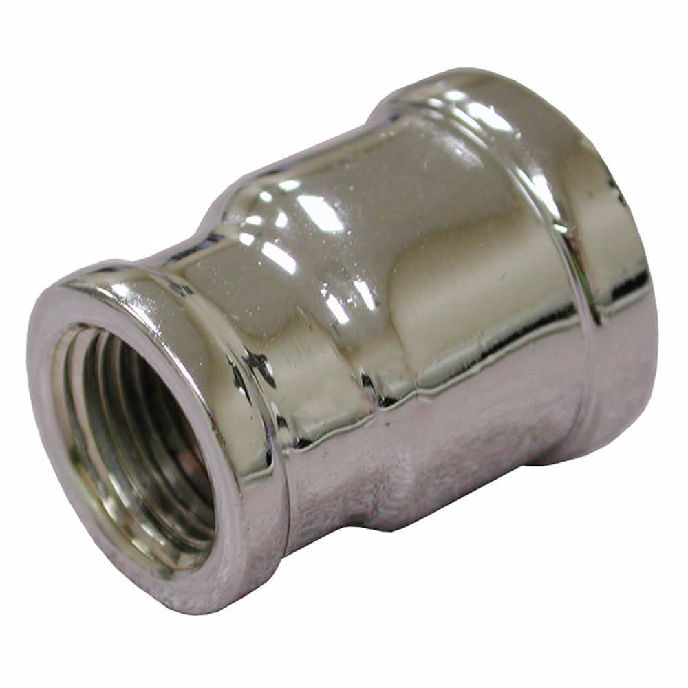 Jones Stephens B50051LF 1/2" x 3/8" Chrome Plated Bronze Reducing Coupling