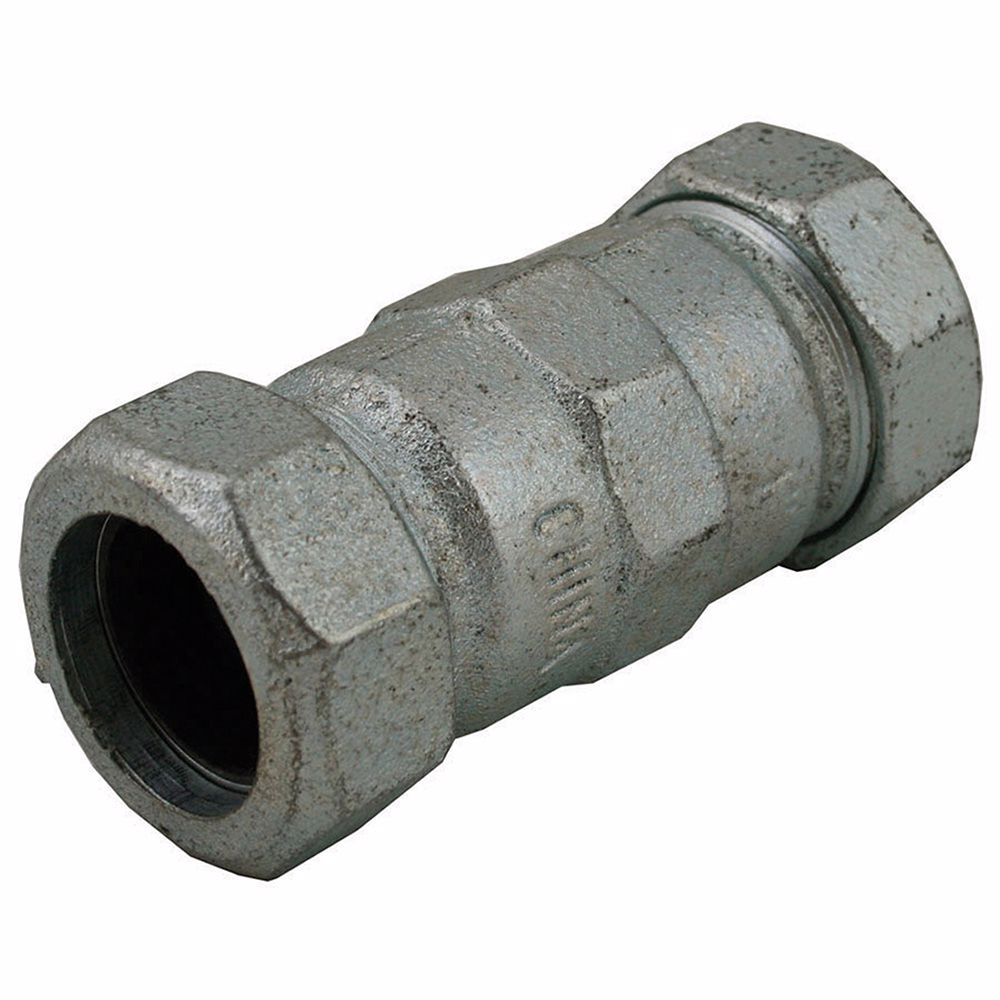 Jones Stephens C11100 1" Galvanized Malleable Iron Compression Coupling, Long Pattern