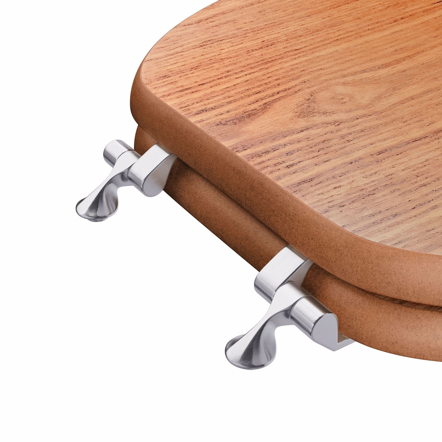 Jones Stephens C3B2R118CH Oak Designer Wood Toilet Seat, Closed Front with Cover, Chrome Hinges, Round