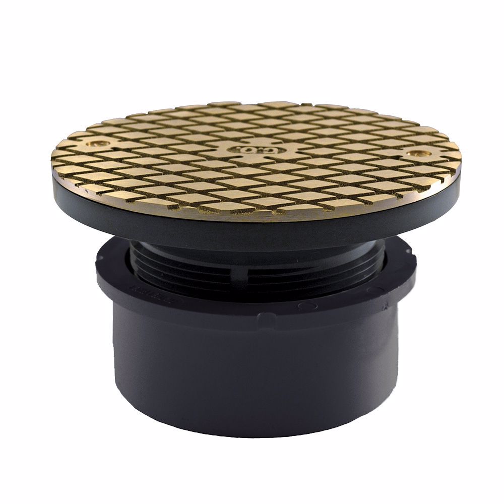 Jones Stephens C59003 4" Hub Fit Base Cleanout with 3-1/2" Plastic Spuds 6" Nickel Bronze Round Cover PVC