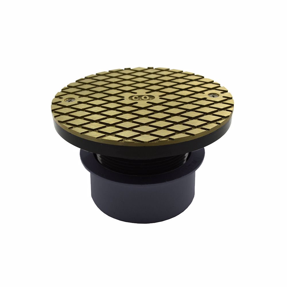 Jones Stephens C59022 4" PVC Inside Pipe Fit Base Cleanout with 3" Plastic Spud and 6" Nickel Bronze Cover