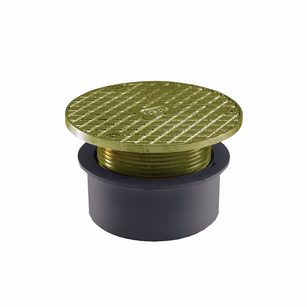 Jones Stephens C59090 4" PVC Inside Pipe Fit Base Cleanout with 3" Metal Spud and 5" Nickel Bronze Cover