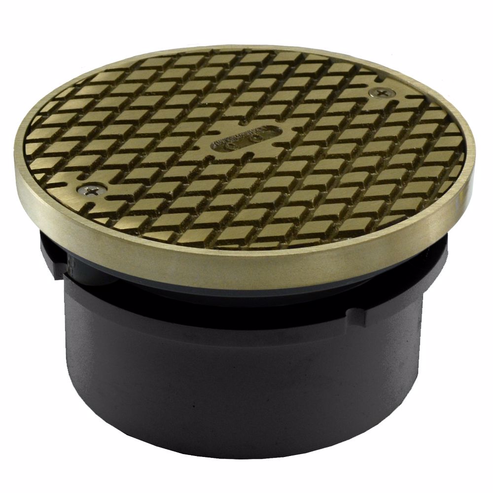 Jones Stephens C59203 4" PVC Hub Fit Base Cleanout with 3-1/2" Plastic Spud and 5" Nickel Bronze Cover with Ring