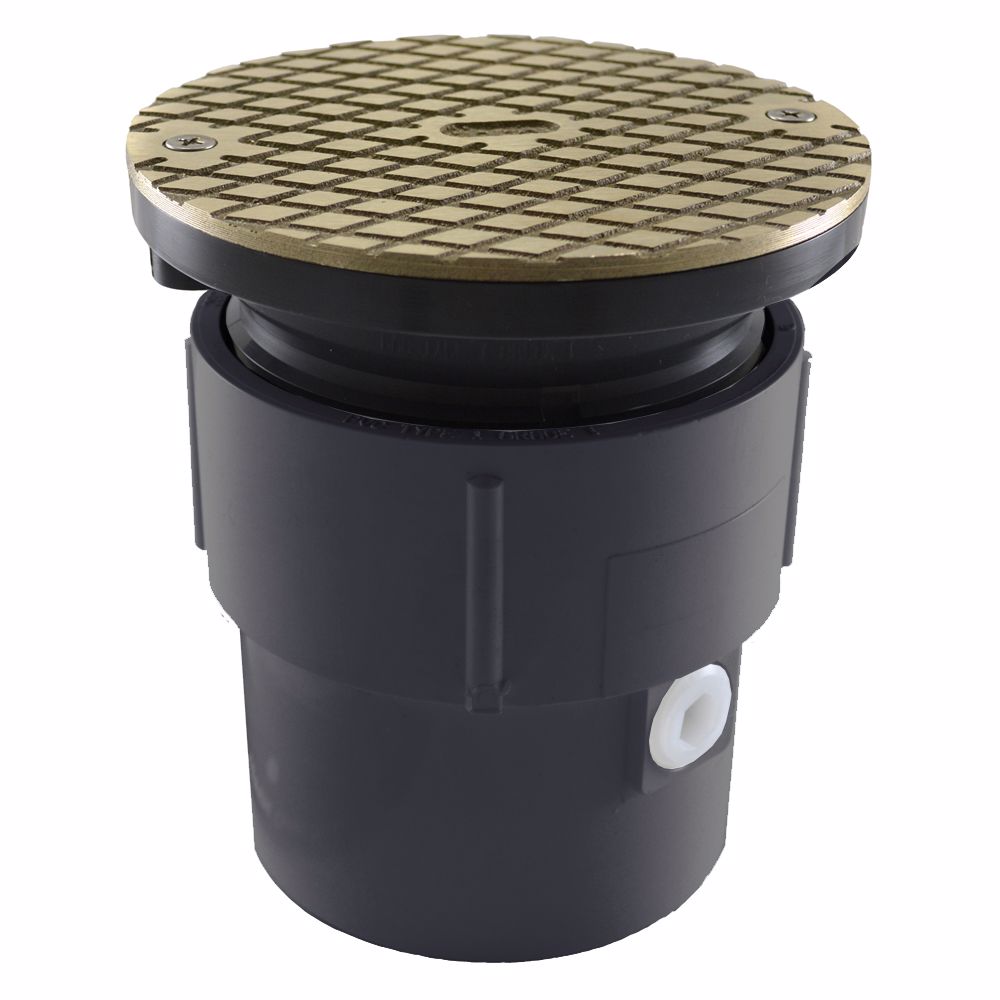 Jones Stephens C59218 3" x 4" PVC Pipe Fit Base Cleanout with 3-1/2" Plastic Spud and and 5" Nickel Bronze Cover