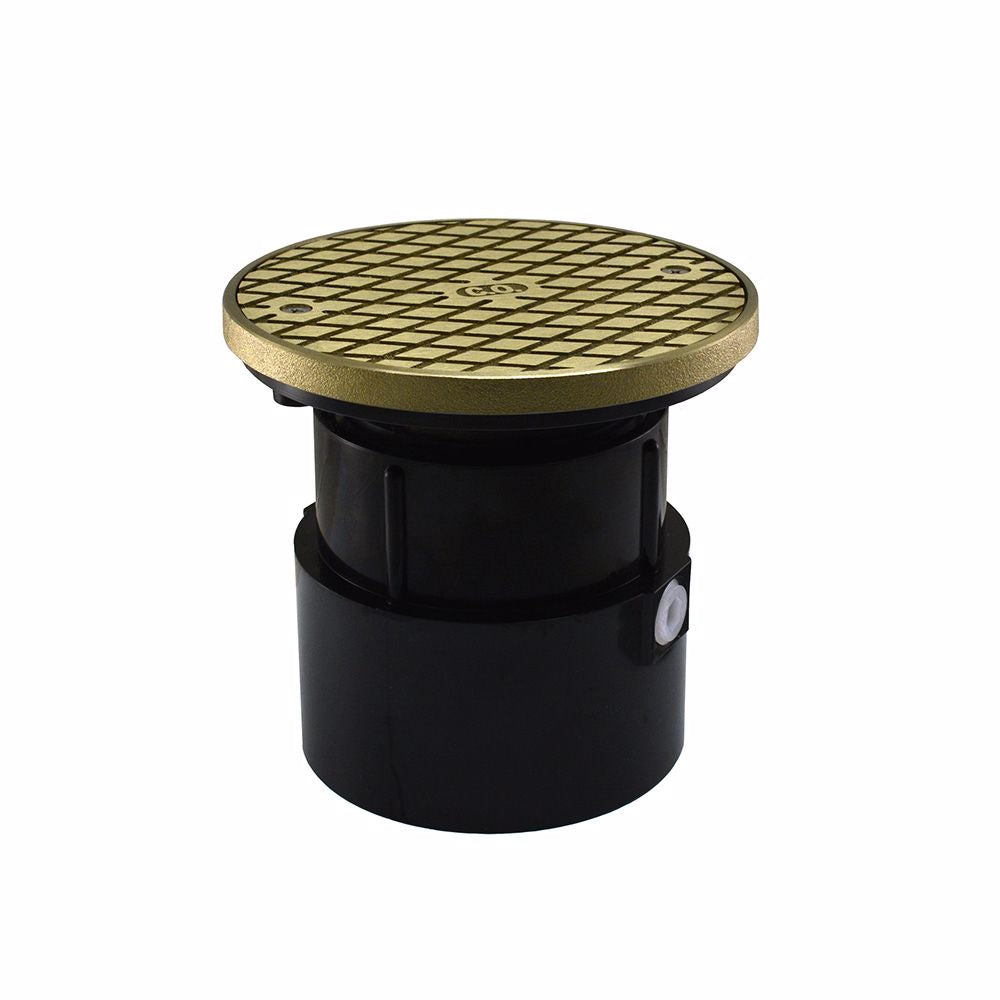 Jones Stephens C60025 4" ABS Over Pipe Fit Base Cleanout with 3-1/2" Plastic Spud and 6" Nickel Bronze Cover with Ring