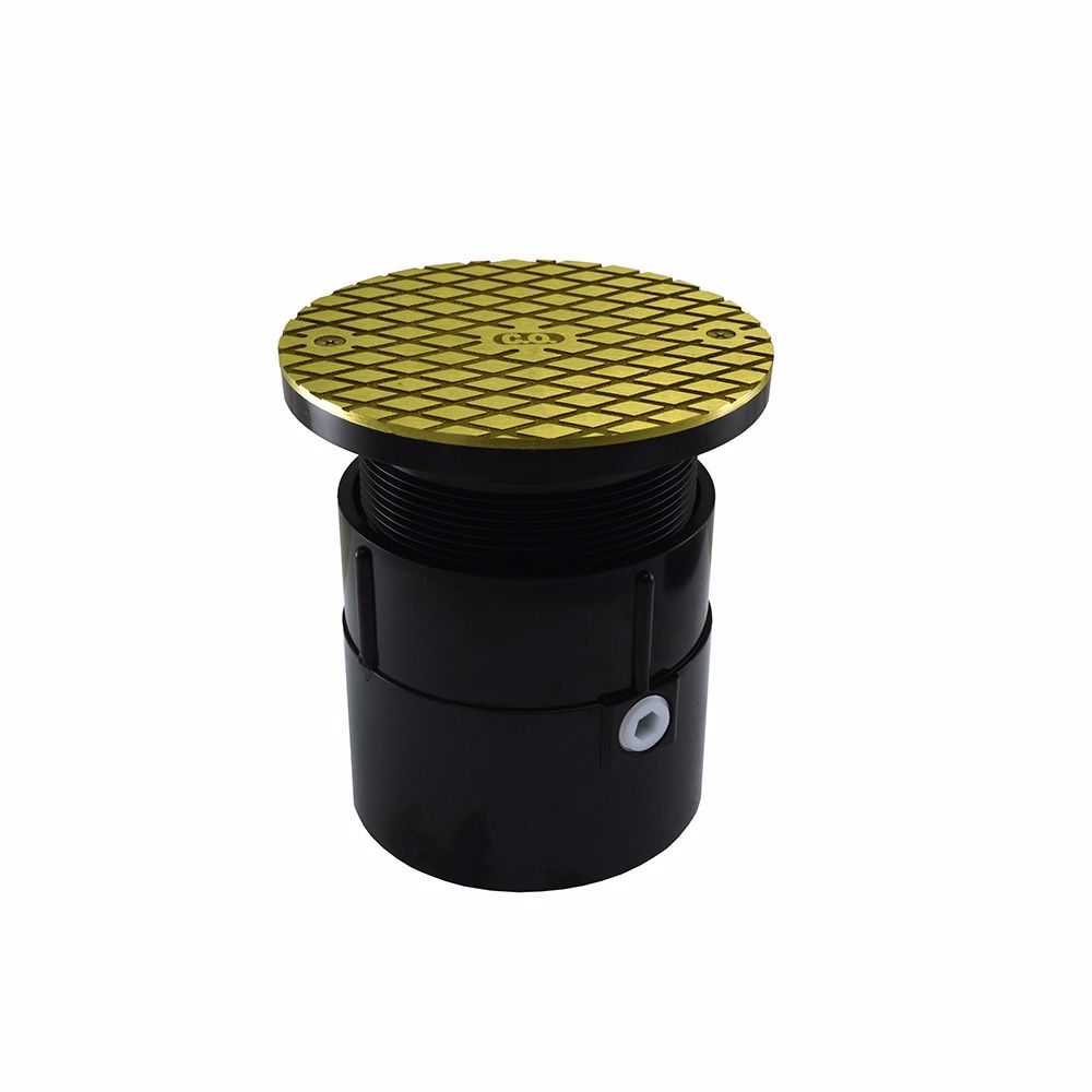Jones Stephens C60076 4" ABS Over Pipe Fit Base Cleanout with 4" Plastic Spud and 6" Polished Brass Cover