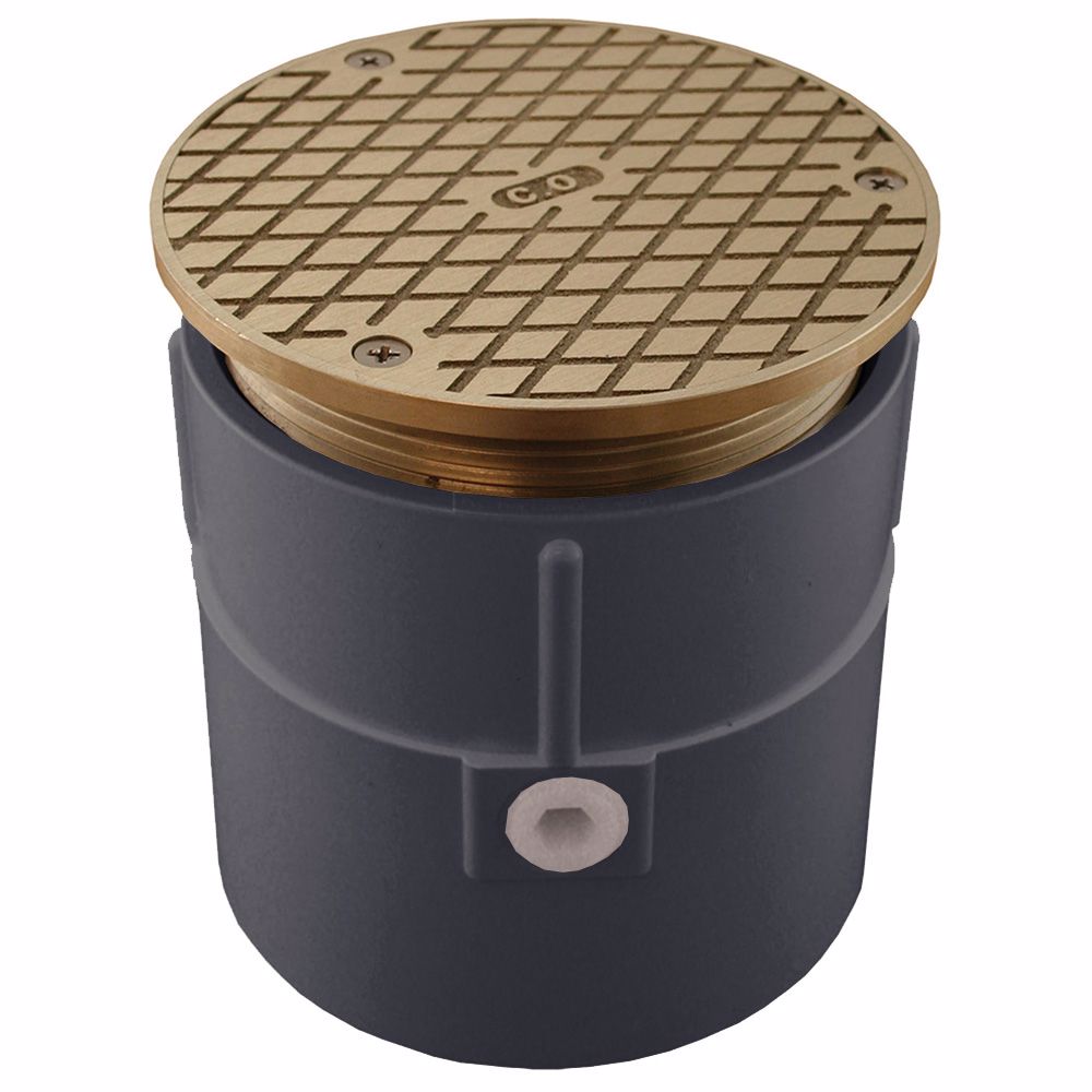 Jones Stephens C60082 4" PVC Over Pipe Fit Base Cleanout with 4" Metal Spud and 5" Nickel Bronze Cover