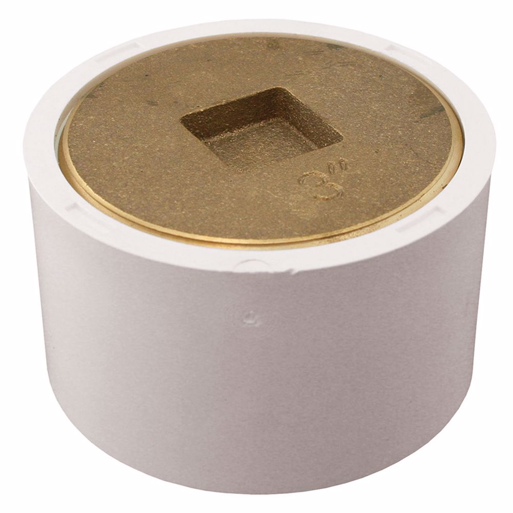 Jones Stephens C61234 3" x 4" PVC Fit-Flush Cleanout with 3" IPS Brass Countersunk Plug