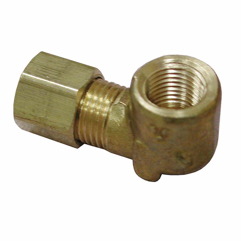 Jones Stephens C74078LF 3/8" x 1/2" Brass Compression x FIP 90° Elbow