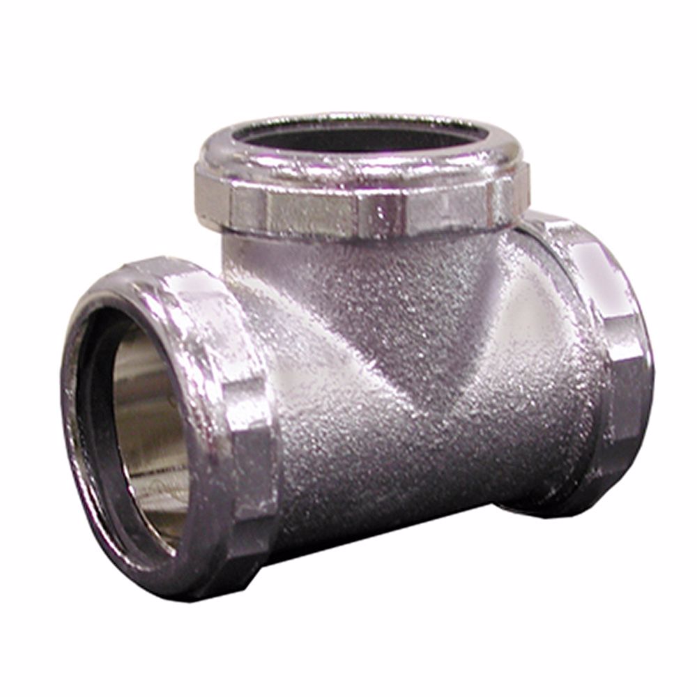 Jones Stephens C74105 1-1/2" x 1-1/2" x 1-1/2" Chrome Plated Slip Joint Tee