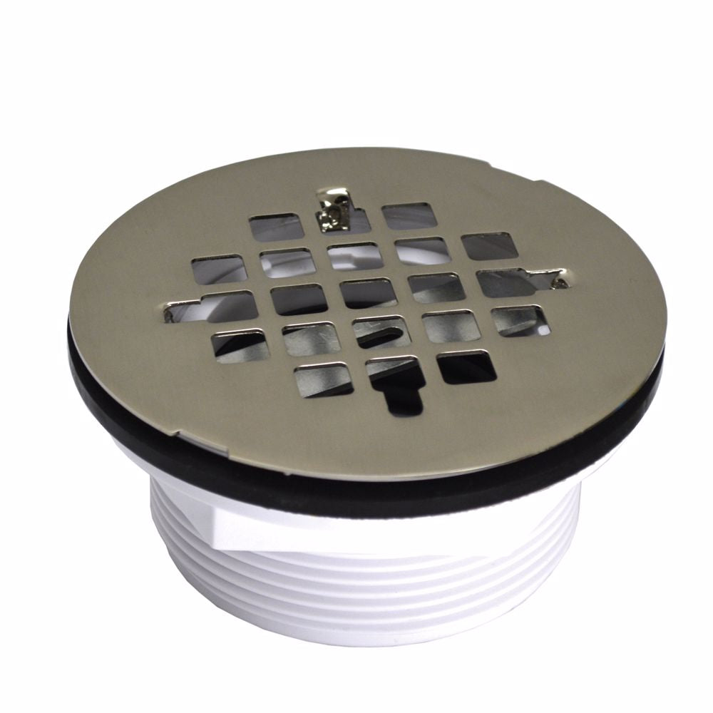 Jones Stephens D4010BN 2" No Caulk Shower Stall Drain with Plastic Body and Brushed Nickel Strainer