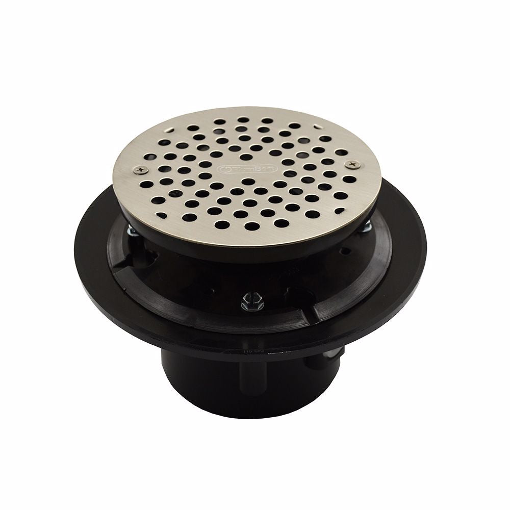 Jones Stephens D49038 2" x 3" Heavy Duty ABS Drain Base with 3-1/2" Plastic Spud and 6" Stainless Steel Strainer