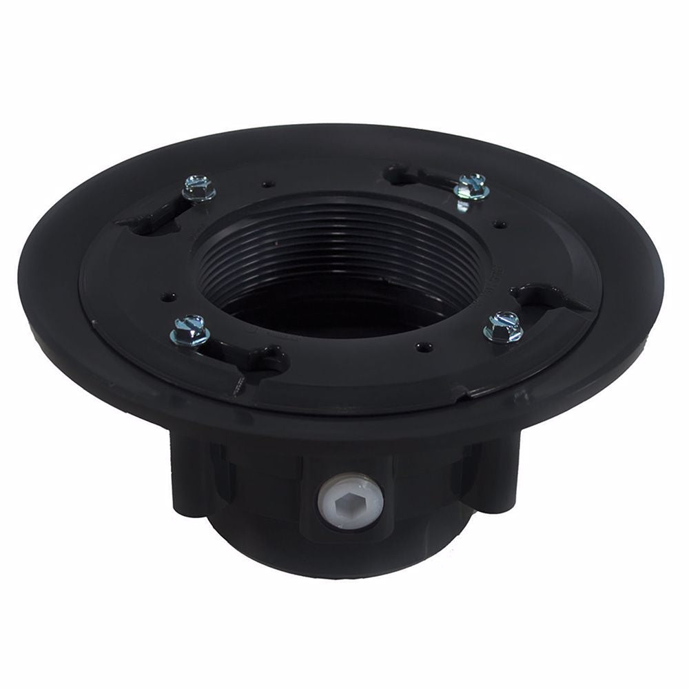 Jones Stephens D49803 3" x 4" PVC Heavy Duty Drain Base with Clamping Ring and Primer Tap, for 3" Spud