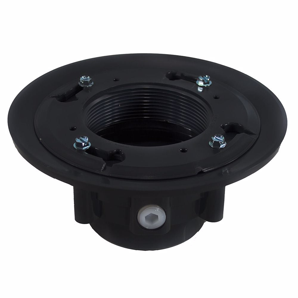 Jones Stephens D49804 3" x 4" PVC Heavy Duty Drain Base with Clamping Ring and Primer Tap, for 3-1/2" Spud