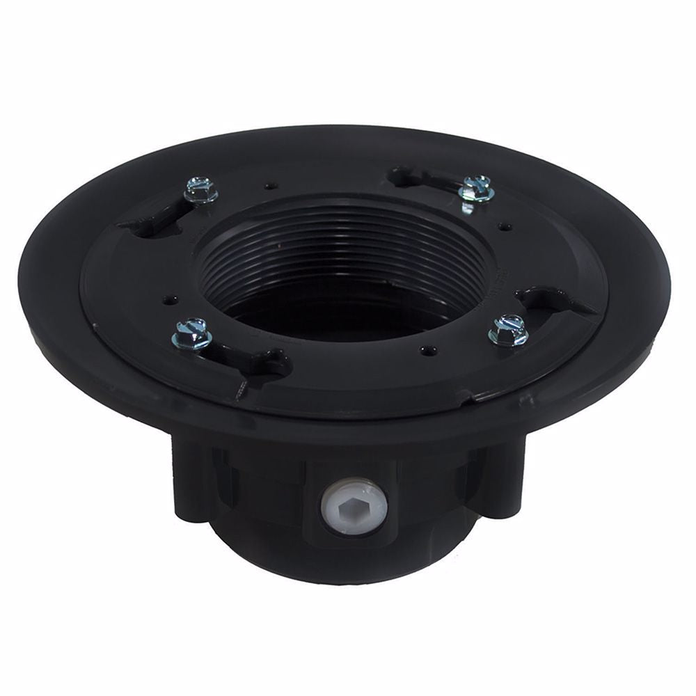 Jones Stephens D49805 3" x 4" PVC Heavy Duty Drain Base with Clamping Ring and Primer Tap, for 4" Spud