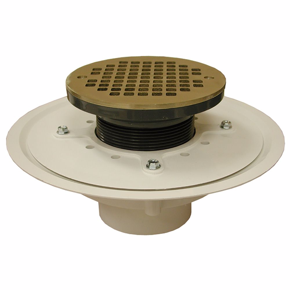 Jones Stephens D50048 3" Heavy Duty PVC Drain Base with 3-1/2" Plastic Spud and 6" Nickel Bronze Strainer