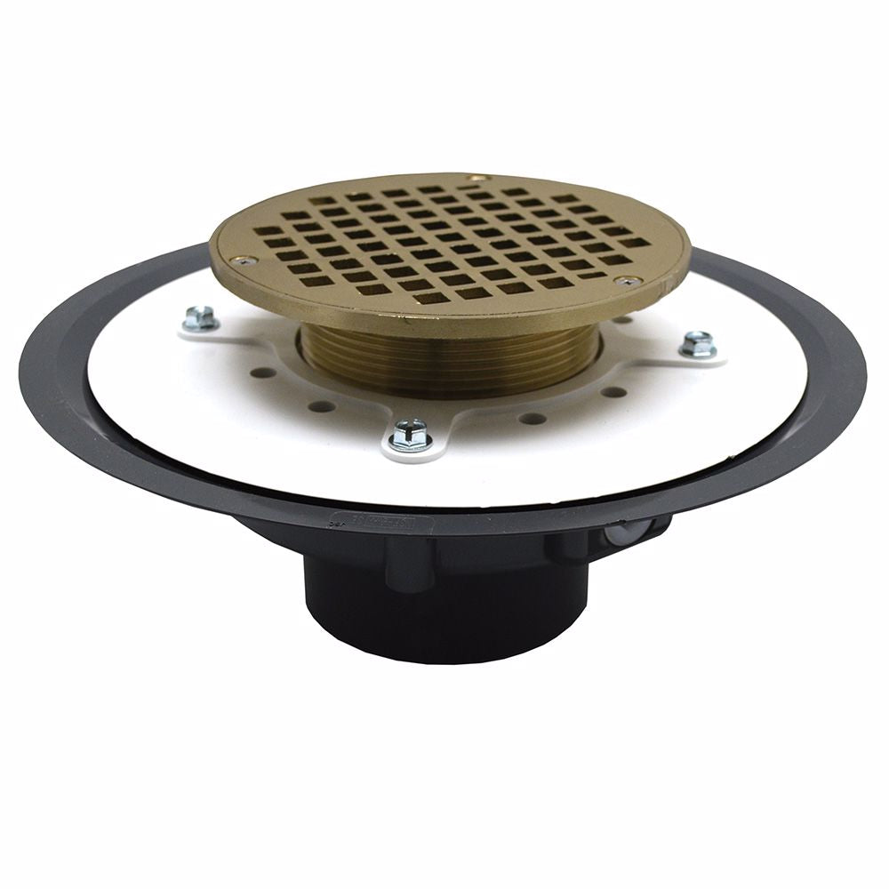 Jones Stephens D50064 3" Heavy Duty PVC Drain Base with 3-1/2" Metal Spud and 6" Nickel Bronze Strainer