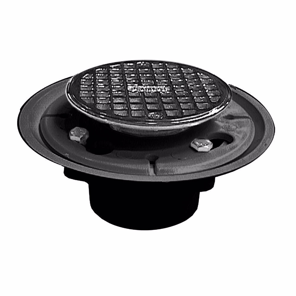 Jones Stephens D50101 2" x 3" PVC Shower Drain with 2" Brass Spud and 4" Round Stainless Steel Strainer
