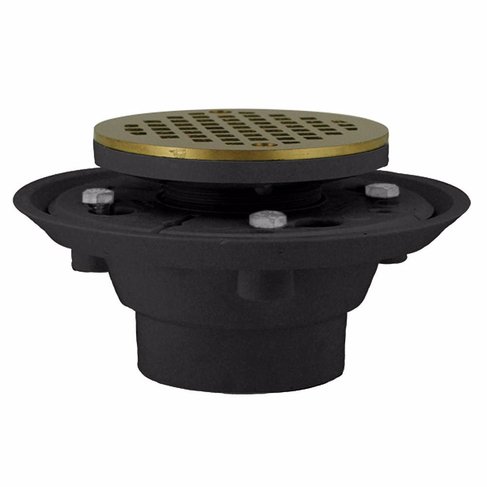 Jones Stephens D50130 2" x 3" PVC Shower Drain with 2" PVC Spud and 4" Round Nickel Bronze Cast Strainer