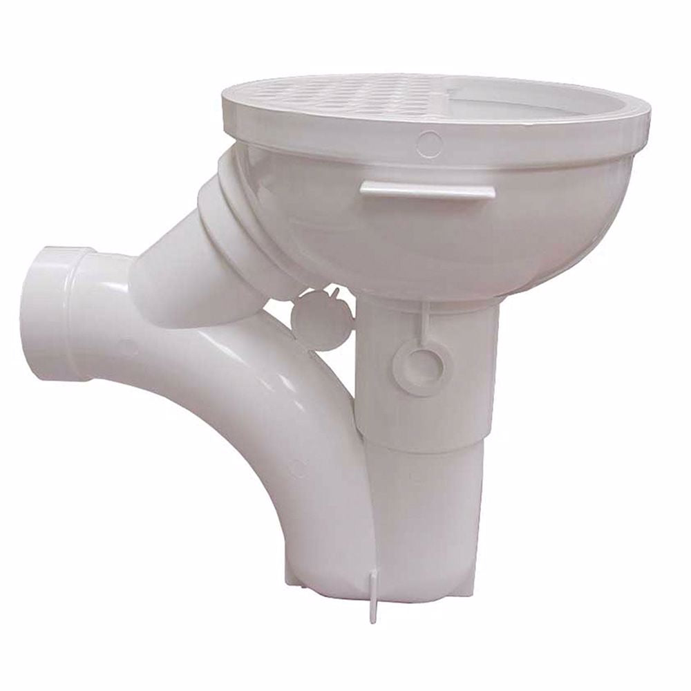 Jones Stephens D50200 2" PVC Solvent Weld Floor Drain with Trap and Full Plastic Grate