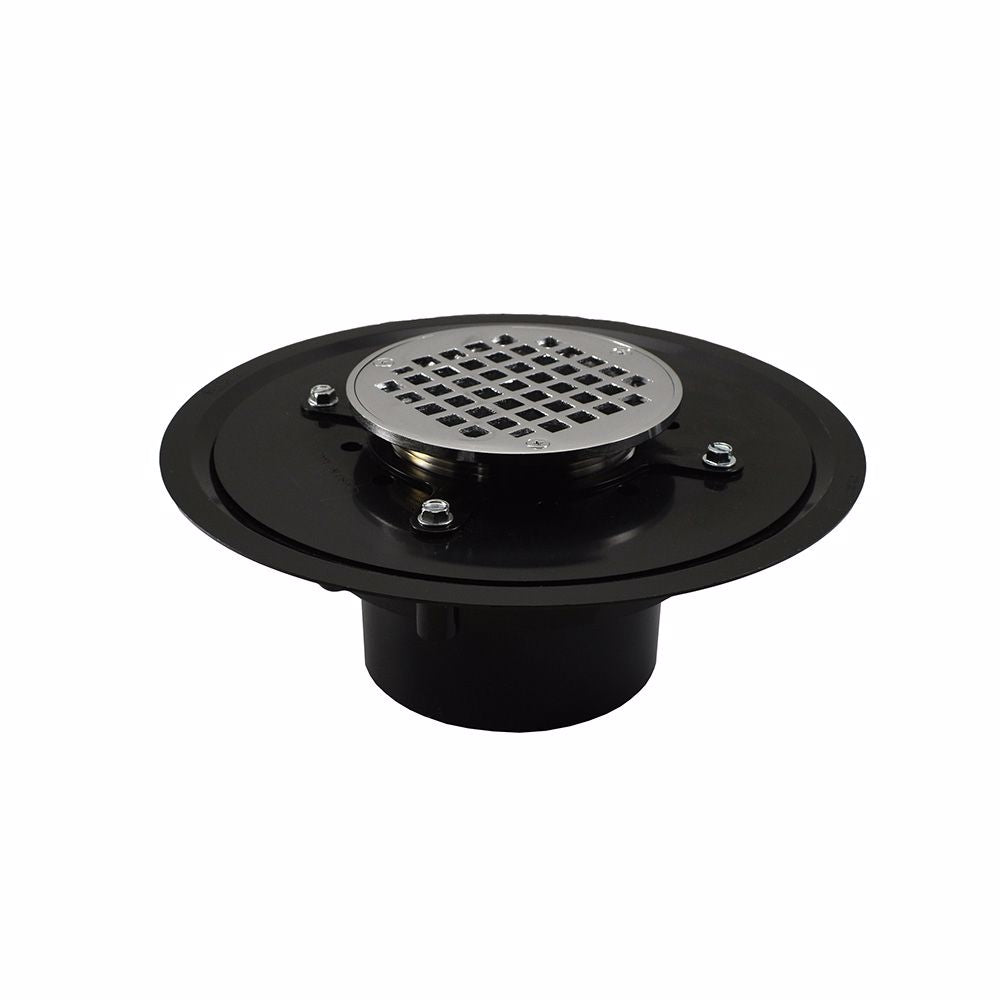 Jones Stephens D51008 4" Heavy Duty ABS Drain Base with 3-1/2" Metal Spud and 6" Chrome Plated Strainer