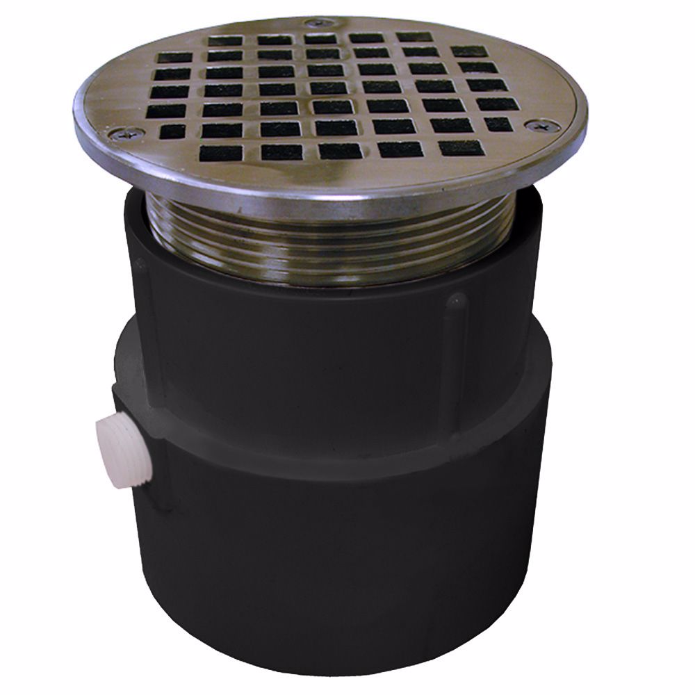 Jones Stephens D53048 4" PVC Over Pipe Fit Drain Base with 3-1/2' Metal Spud and 6" Chrome Plated Strainer