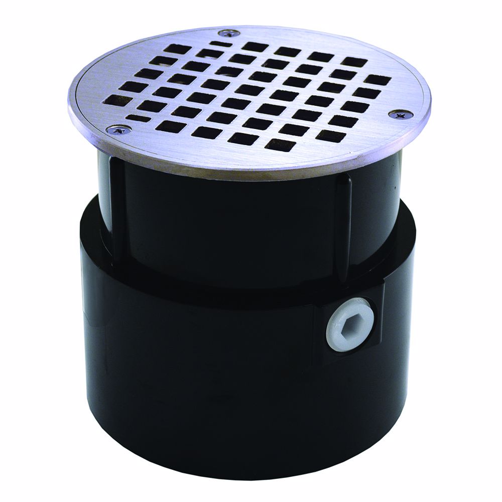 Jones Stephens D53052 4" ABS Over Pipe Fit Drain Base with 3-1/2" Metal Spud and 5" Chrome Plated Strainer