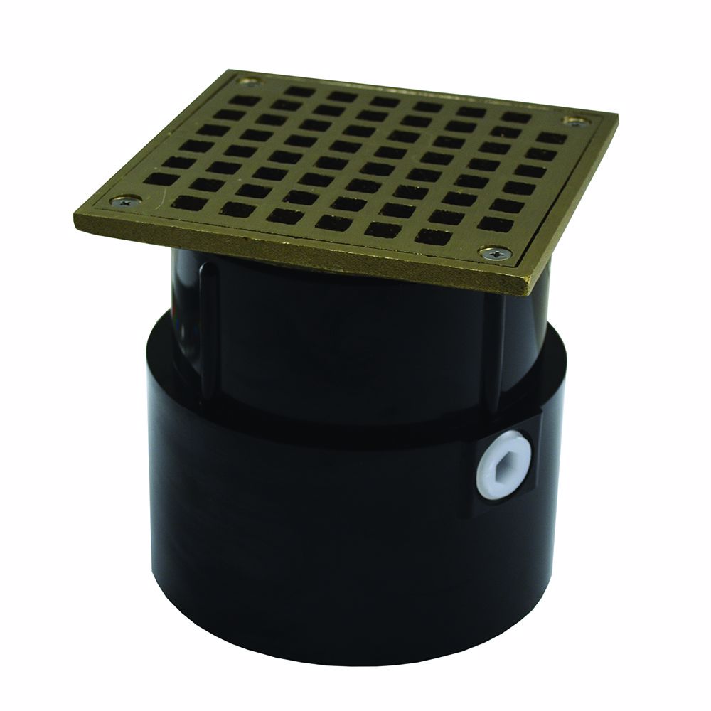 Jones Stephens D53097 4" ABS Over Pipe Fit Drain Base with 3-1/2" Metal Spud and 5" Nickel Bronze Strainer