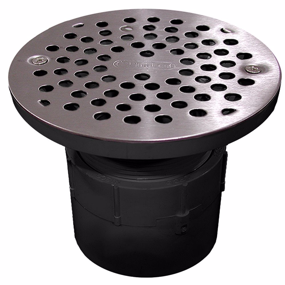 Jones Stephens D53100 3" PVC Over Pipe Fit Drain Base with 3" Plastic Spud and 6" Stainless Steel Strainer