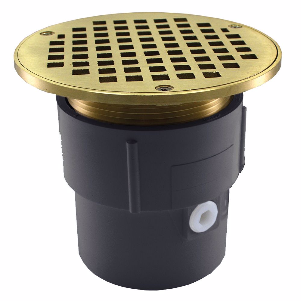 Jones Stephens D53125 3" x 4" PVC Pipe Fit Drain Base with 3-1/2" Metal Spud and 6" Nickel Bronze Strainer