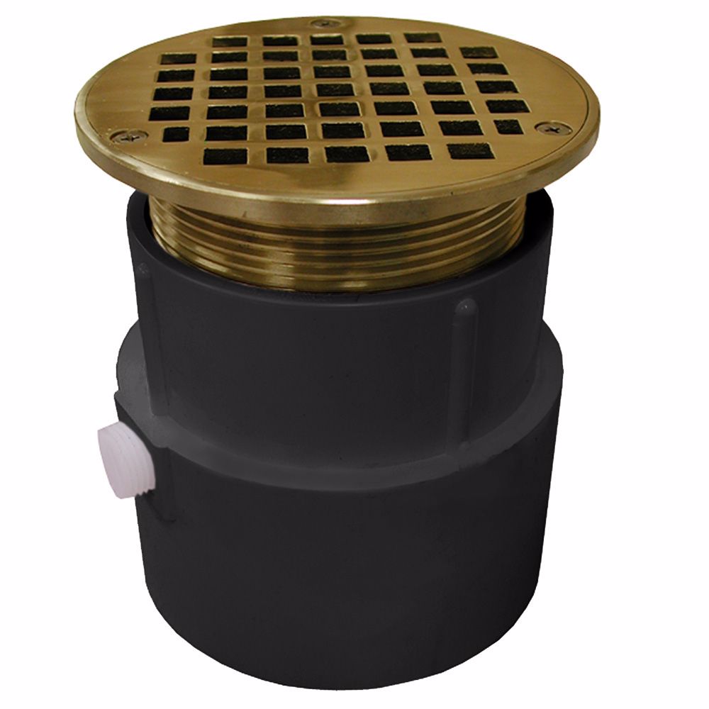 Jones Stephens D53132 4" PVC Over Pipe Fit Drain Base with 3-1/2" Metal Spud and 8" Nickel Bronze Strainer