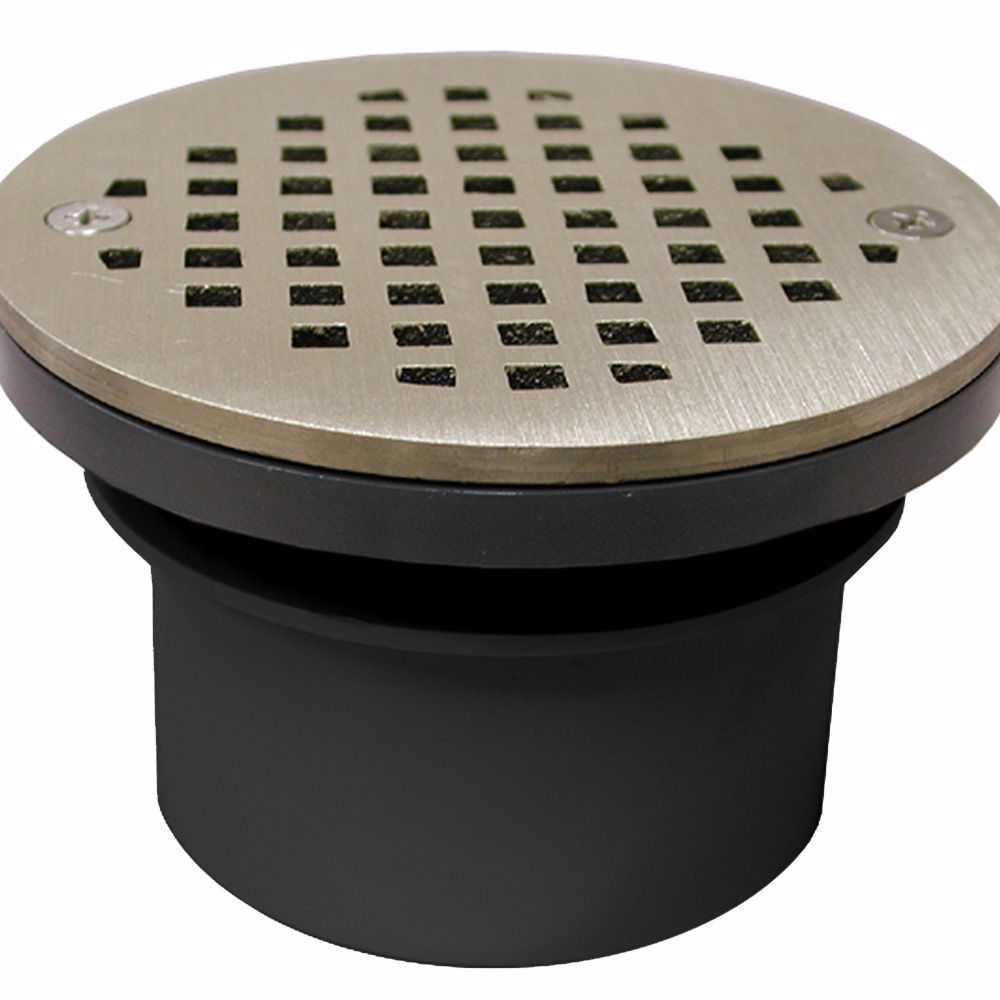Jones Stephens D53158 3" PVC Inside Pipe Fit Drain Base with 2" Plastic Spud and 4" Nickel Bronze Strainer
