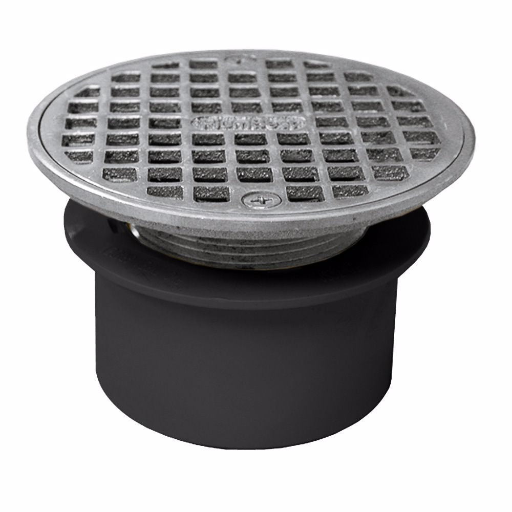 Jones Stephens D53186 3" PVC Inside Pipe Fit Drain Base with 2" Metal Spud and 6" Chrome Plated Strainer